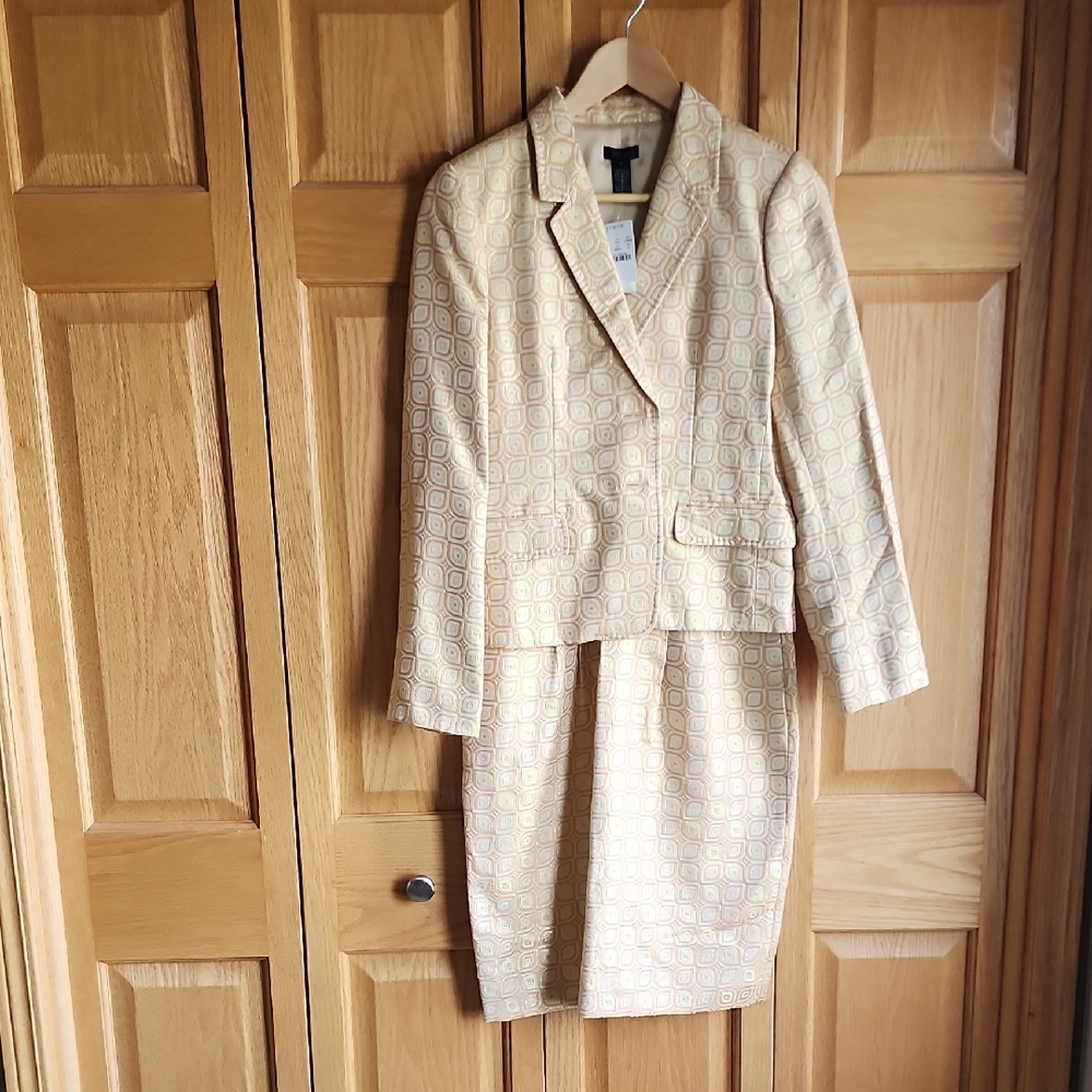 J. Crew Collection Size 6 Silk Jaquard Metallic Gold  Dress And Blazer NWT